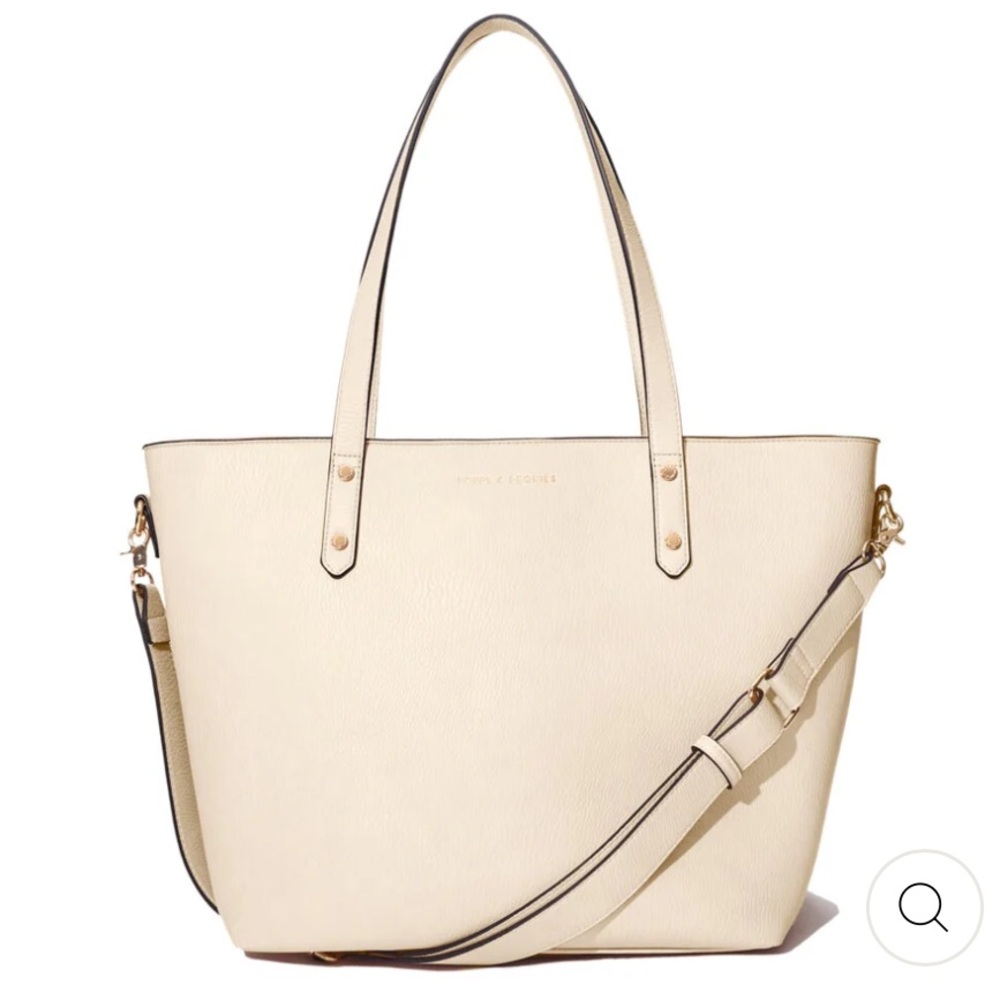 Poppy & Peonies Go Getter Work Tote in Cream with Gold Hardware